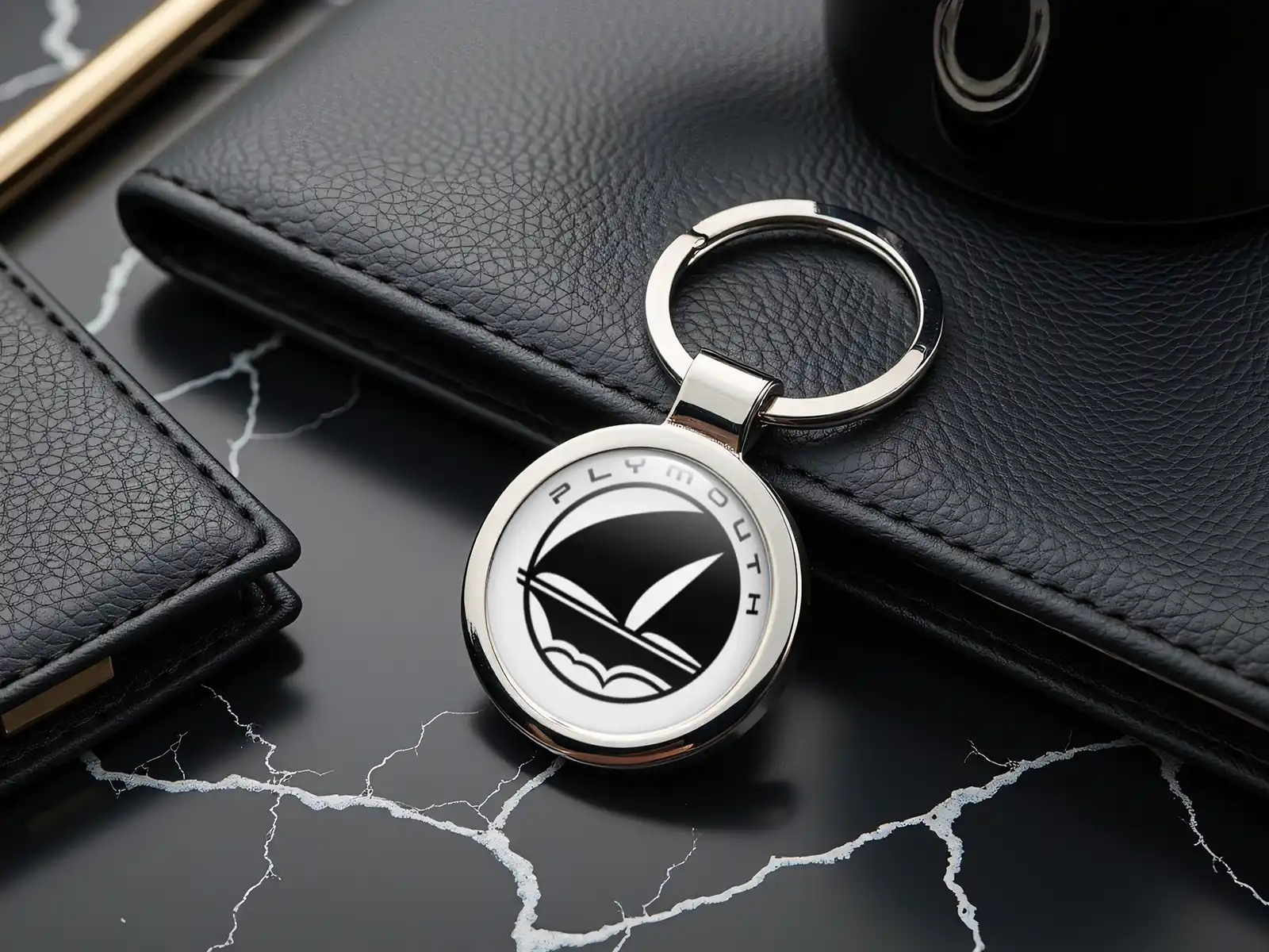 Plymouth Porte-clés Femme Métal Moderne Haut de Gamme